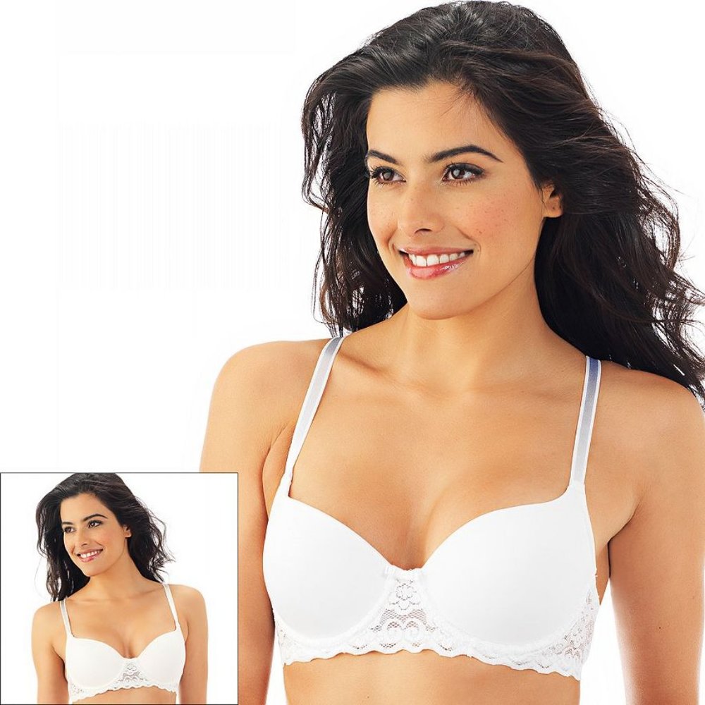 Lily of France White Lace Trim T-Shirt Bra